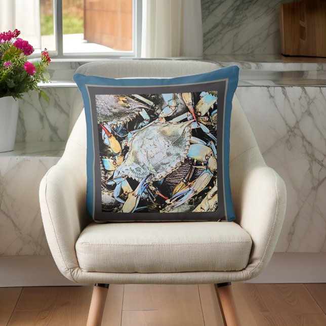 Coussin de crabe gris et turquoise profond (Créateur téléchargé)