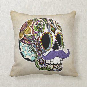 Coussin de crâne de sucre de moustache - style
