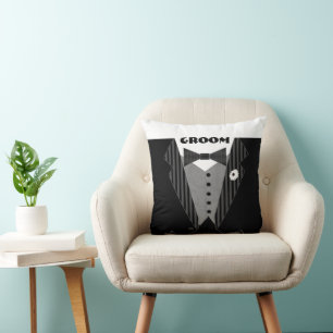 Coussin de Cravate noire Tuxedo de Groom
