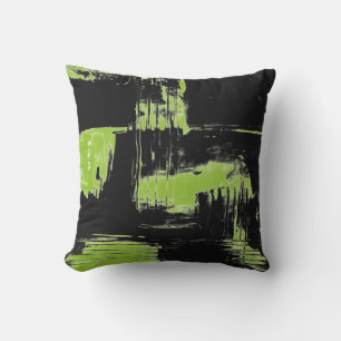 Coussin de déco Abstrait bleu et vert citron de l