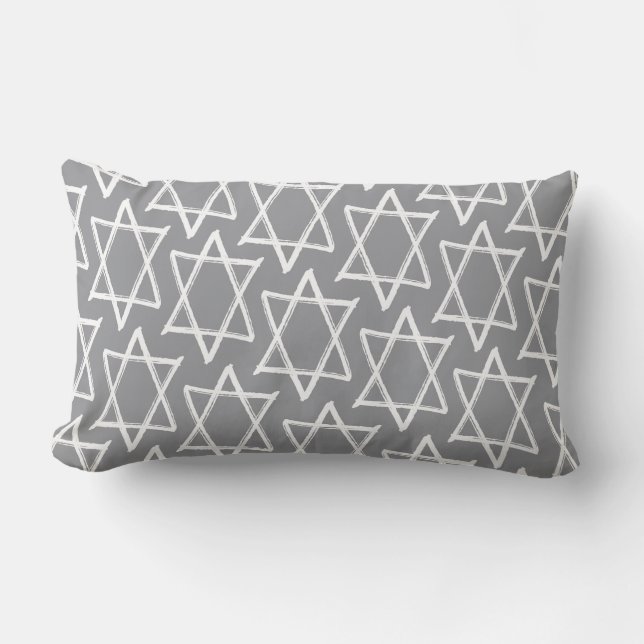 Coussin de déco de jet réversible Hanoukka - gris (Recto)