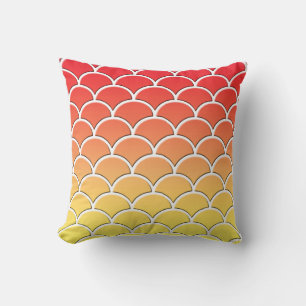 Coussin de décor de vague orange et jaune japonais