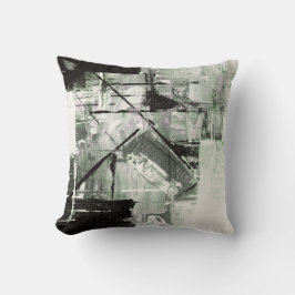 Coussin de décoration Abstrait vert/noir/blanc