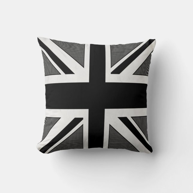Coussin de décoration Union Jack noir/blanc (Recto)