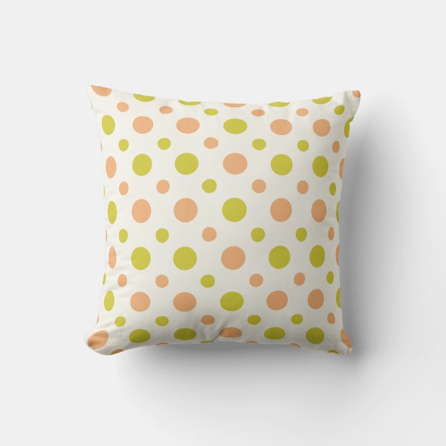 Coussin de design rétro Avacado & Peach Polka Dot (Recto)