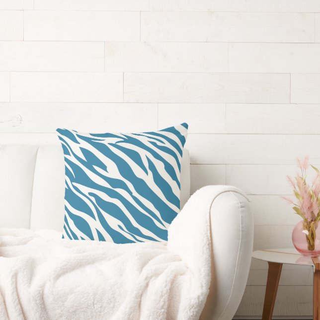 Coussin de design Zebra blanc turquoise et off (Canapé)