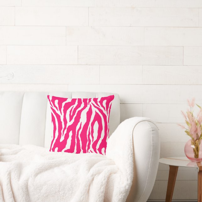 Coussin de design Zebra rose et blanc (Canapé)