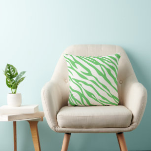 Coussin de design Zèbre vert et blanc cassé