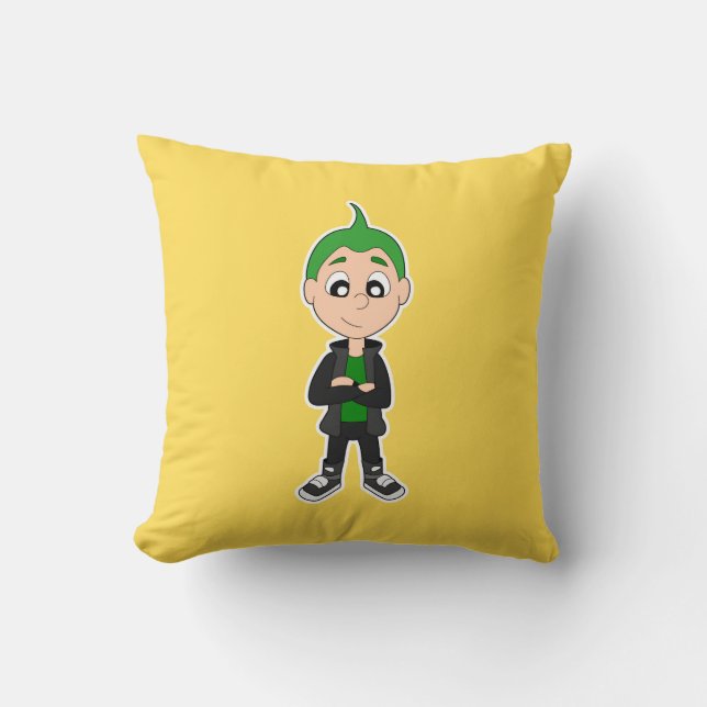 coussin de dessin animé punk kid cool (Recto)