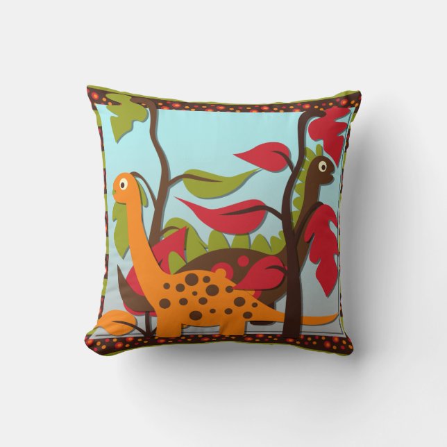 Coussin de dinosaures rétro (Recto)