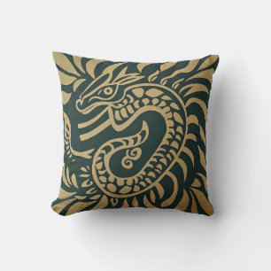 Coussin de dragon tribal d'or