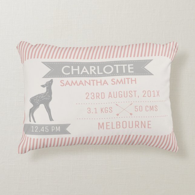 Coussin de faire-part de naissance de cerfs (Devant)
