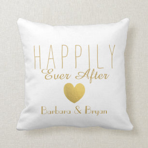 Coussin De Faux d'or carreau heureusement pour toujours
