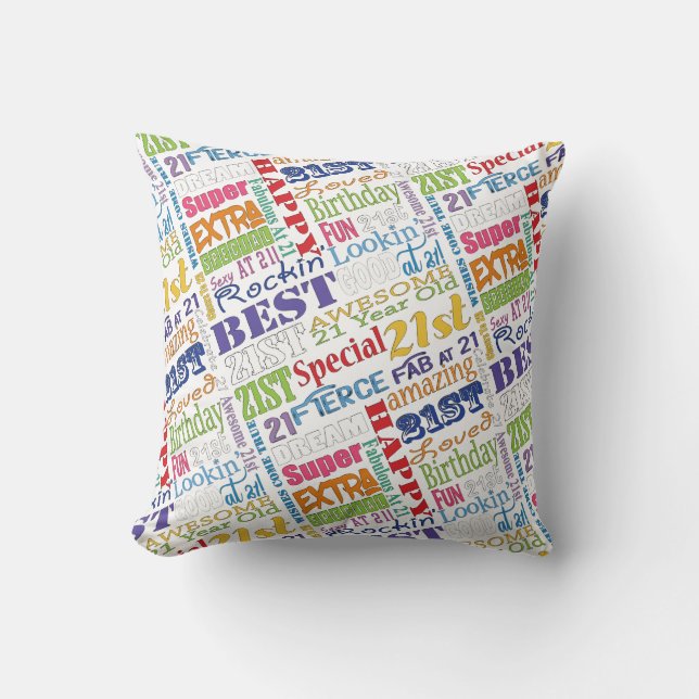 Coussin De fête d'anniversaire cadeaux uniques et 21èmes (Recto)