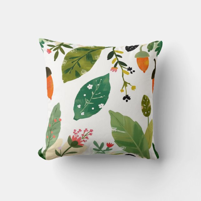 Coussin de feuille de forêt verte (Recto)