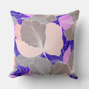 Coussin de feuille de ventilateur réversible viole