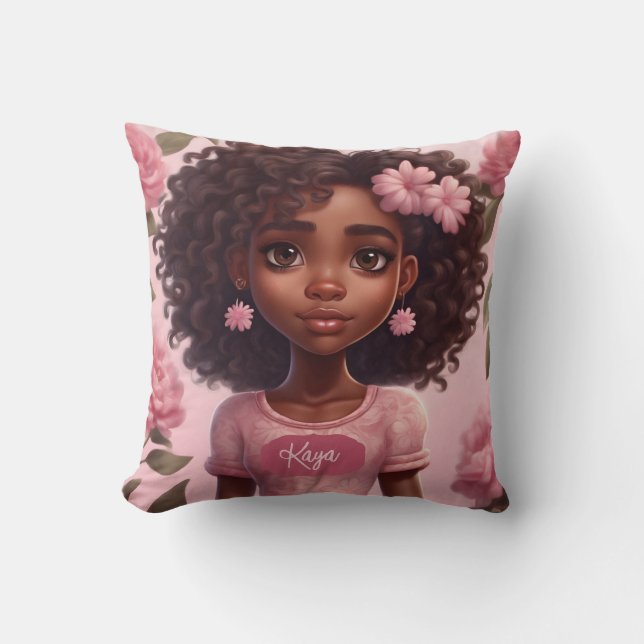 Coussin de fille noire personnalisée (Recto)