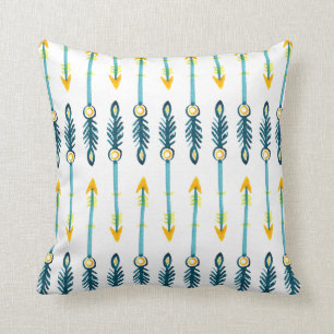 coussin de flèches chic jaune bleu