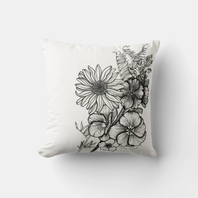 coussin de fleur d'art de dotwork (Recto)