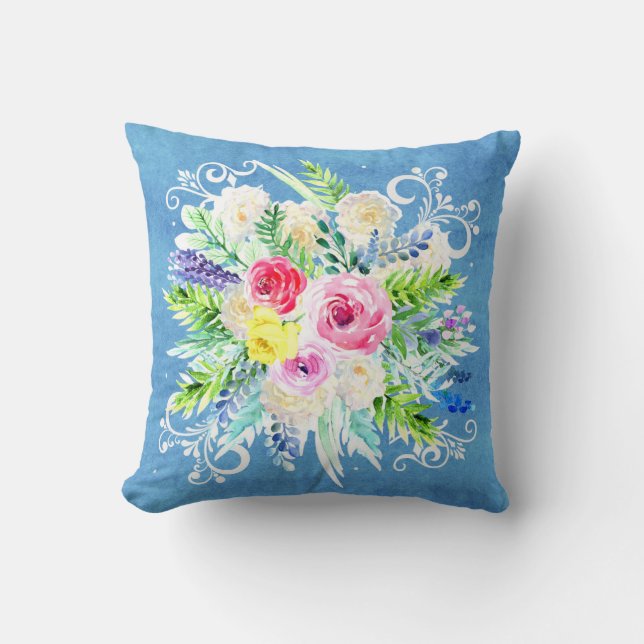 Coussin de fleurs d'aquarelle (Recto)