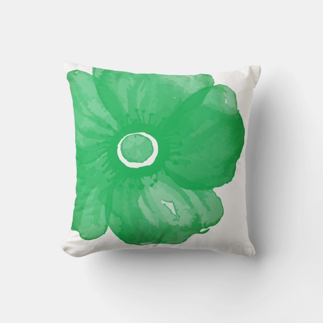 Coussin de fleurs d'aquarelle verte (Recto)