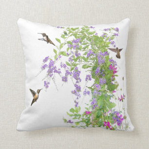 Coussin de fleurs de colibris