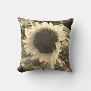 Coussin de fleurs de tournesol Sepia