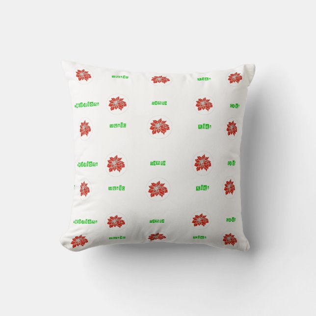 Coussin de fleurs Red Ponsettia par MidnightGraffi (Recto)