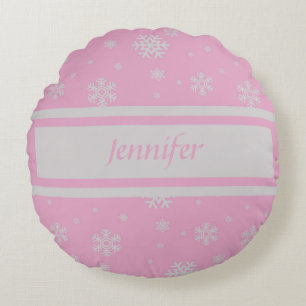 Coussin de flocon rose clair personnalisé