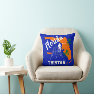 Coussin de football bleu et orange de Floride