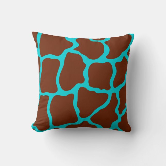 Coussin de girafe Brown et turquoise (Recto)