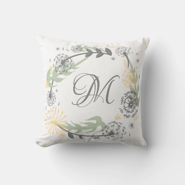 Coussin de guirlande de pissenlit de monogramme (Recto)
