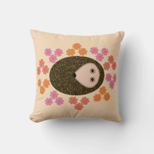 Coussin de hérisson et de fleurs endormis