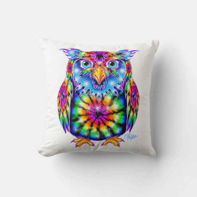 Coussin de hibou de colorant de cravate (Recto)
