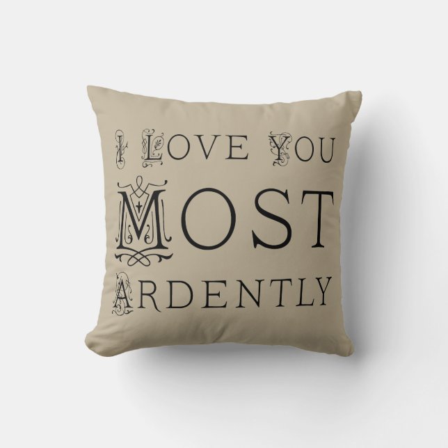 Coussin de Jane Austen je t'aime le plus ardent (Recto)