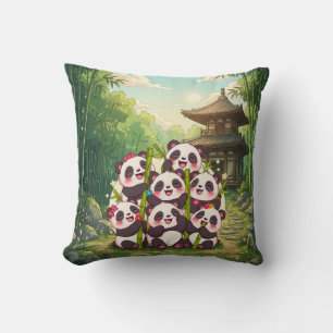 Coussin de jardin en bambou avec un panda mignon