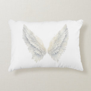 Coussin de jet à ailes d'ange blanc Élégant céle