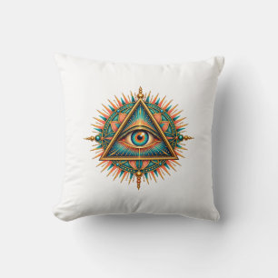 Coussin de jet à l'œil de boussole doré