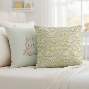 Coussin de jet à motif floral de lapin de Pâques e