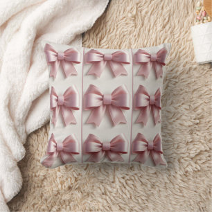 Coussin de jet à nœud rose pâle élégant et doux – 