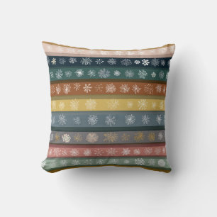 Coussin de jet à rayures flocon de neige scandinav