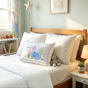 Coussin de jet adorable pieuvre bleue