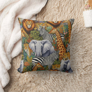 Coussin de jet ANIMALS DE SAFARI AFRICAIN