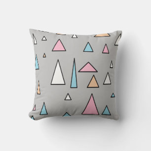 Coussin de jet aux couleurs pastel et triangles fu