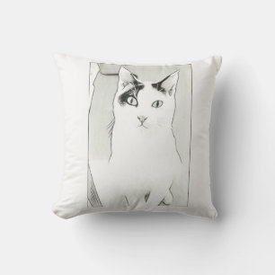 Coussin de jet avec croquis de chat mignon