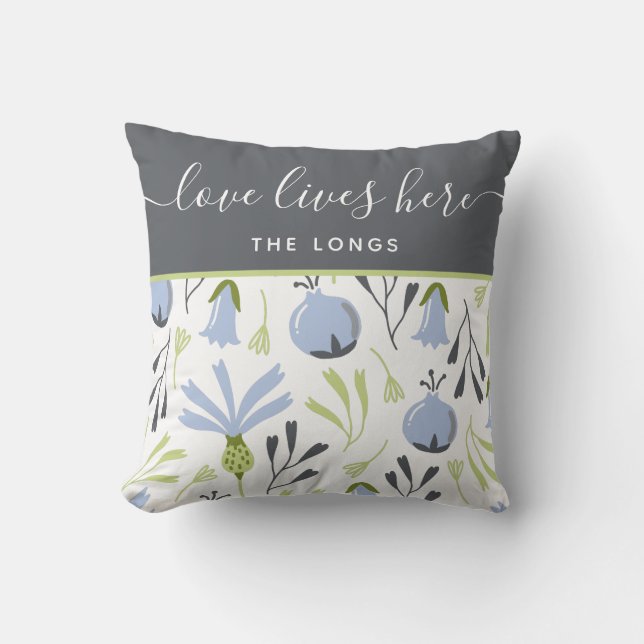 Coussin de jet avec nom où l'amour vit (Recto)
