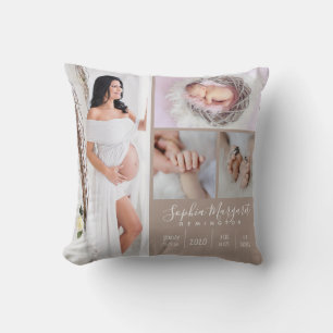 Coussin de jet beige souvenir de photo de famille