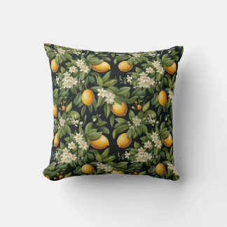 Coussin de jet botanique à motif citron