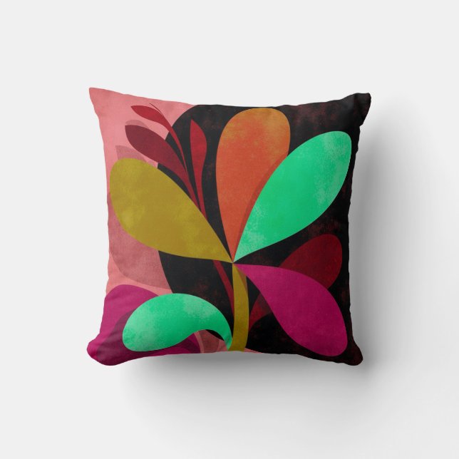 Coussin de jet botanique abstrait  (Recto)