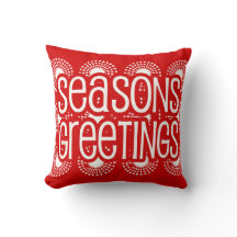 Coussin de jet carré Red Seasons Greetings pour le